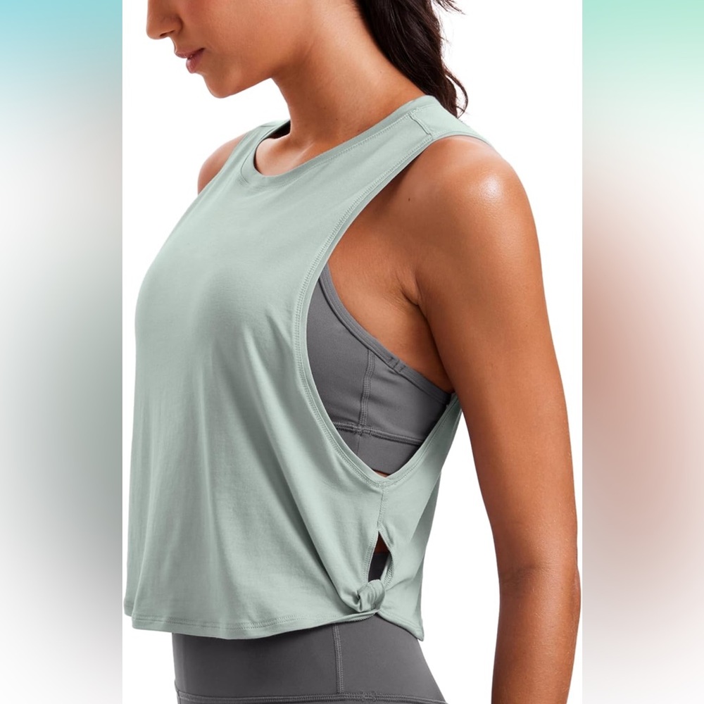 Cropped Workout Tank Muscle Tee Women Sleeveless Athletic Yoga Running Gym NWT